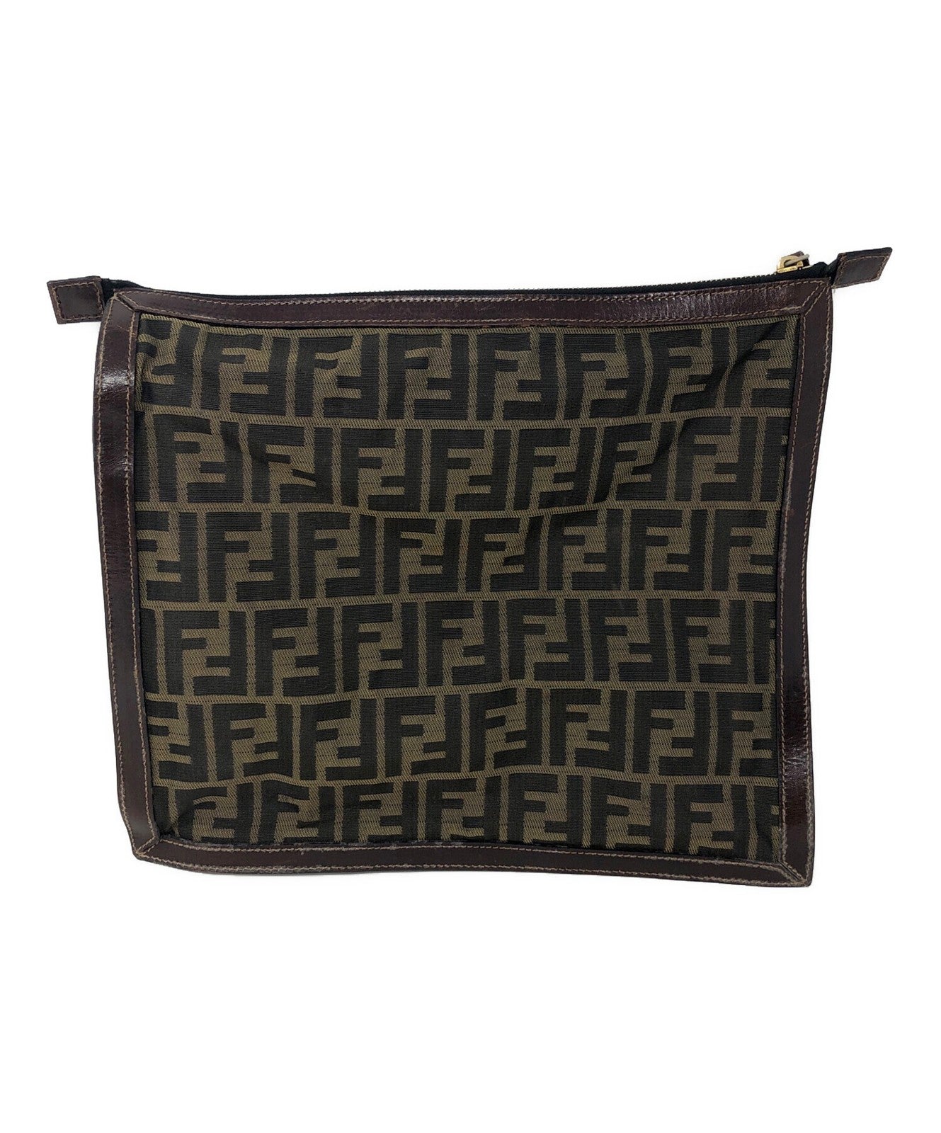 FENDI Clutch Bag Second Bag FF Zucca Brown Authentic