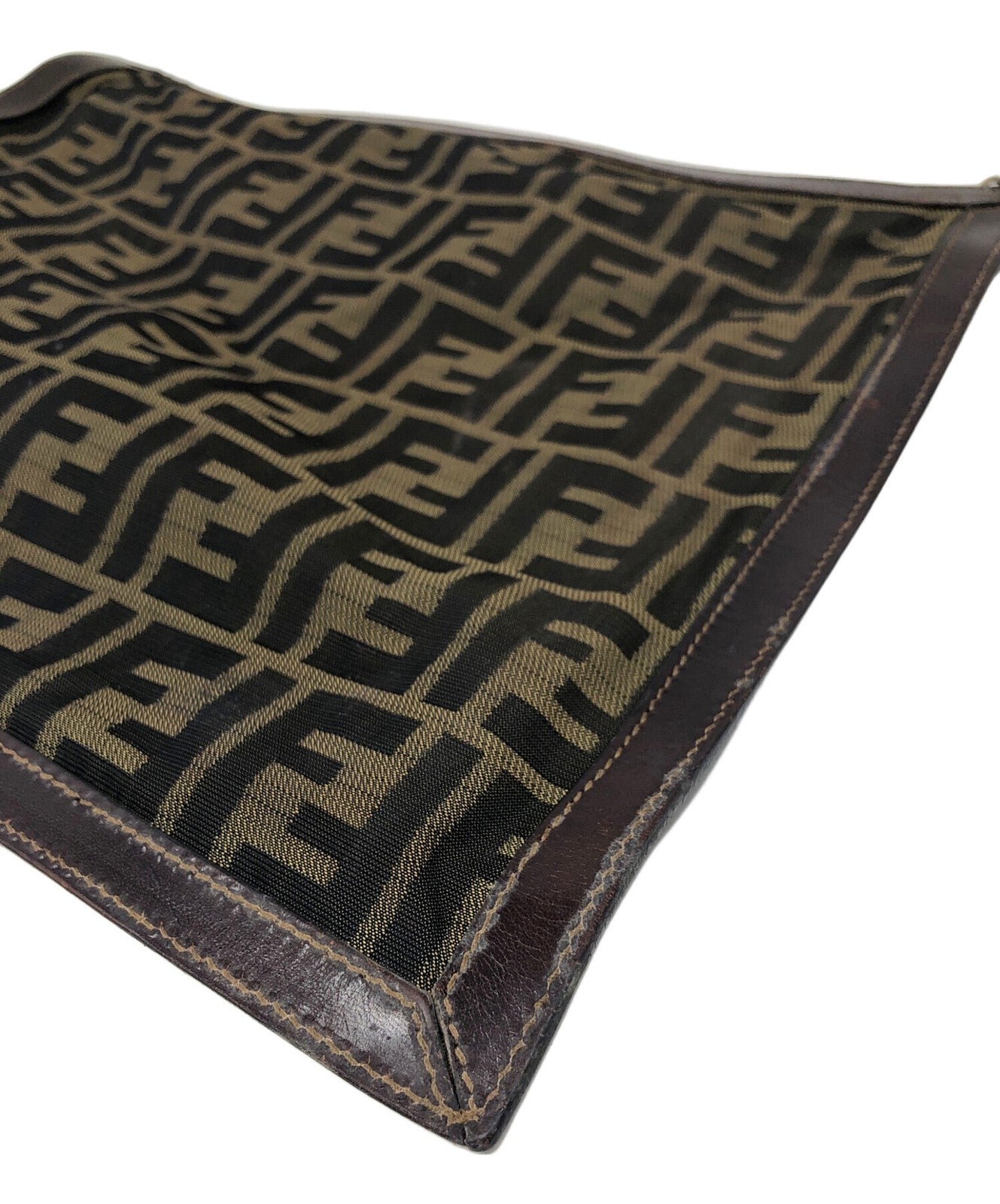FENDI Clutch Bag Second Bag FF Zucca Brown Authentic