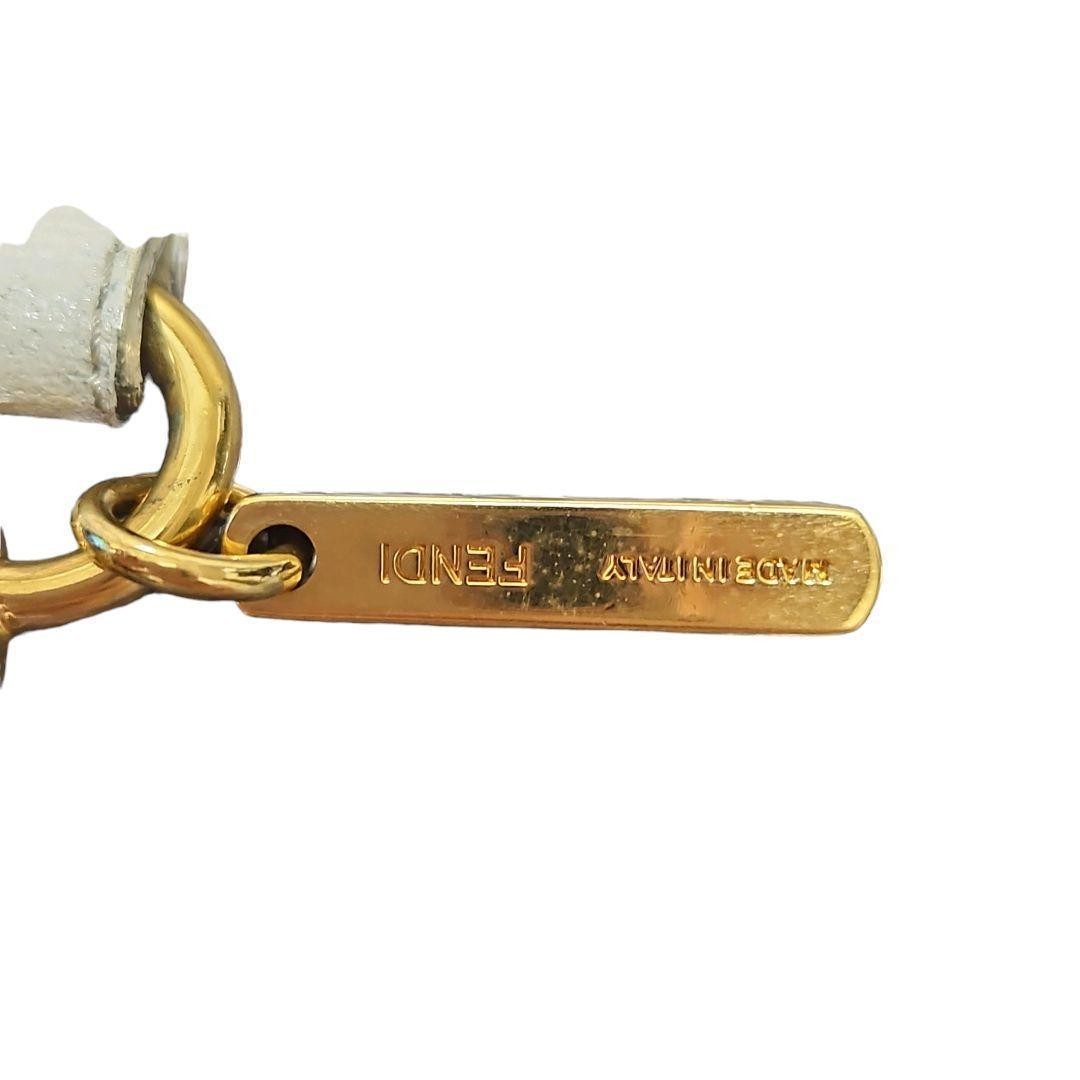 FENDI Bag Charm Key Holder Strap White Authentic