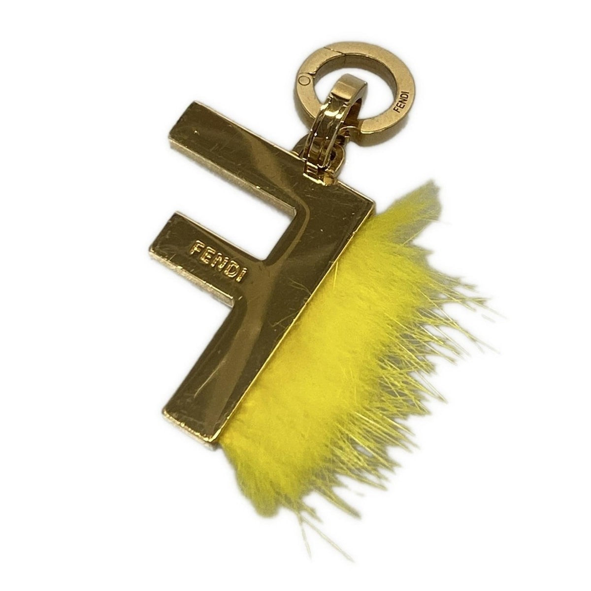 FENDI Bag Charm Key Holder Strap Gold Yellow Authentic