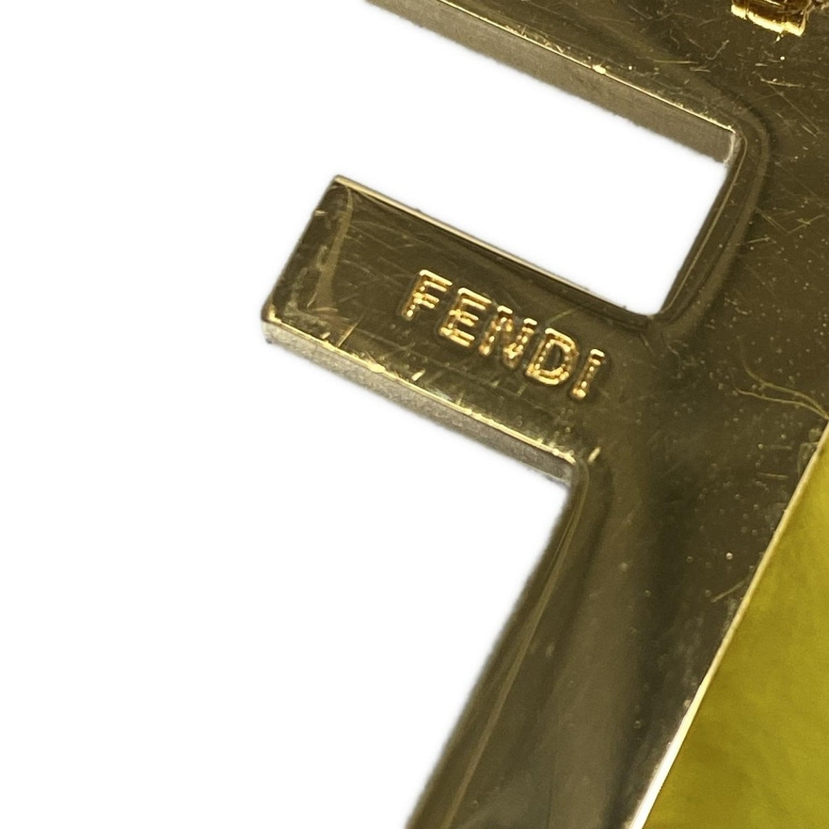 FENDI Bag Charm Key Holder Strap Gold Yellow Authentic