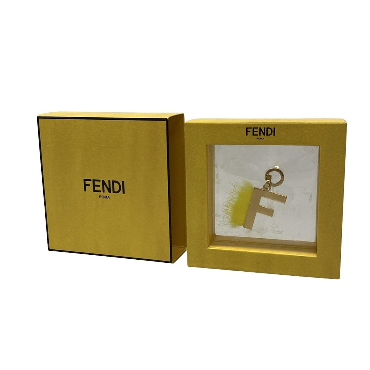 FENDI Bag Charm Key Holder Strap Gold Yellow Authentic