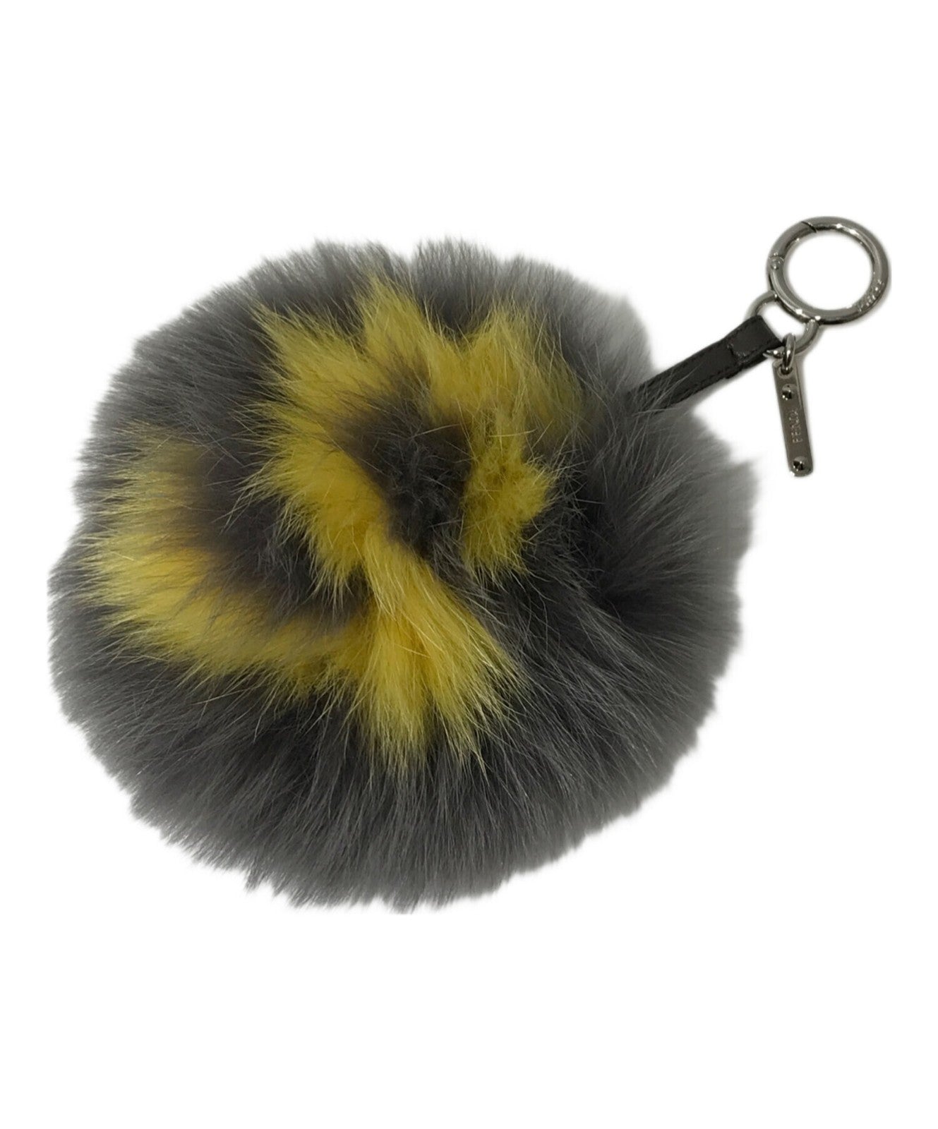 FENDI Bag Charm Key Holder Strap Gray Authentic