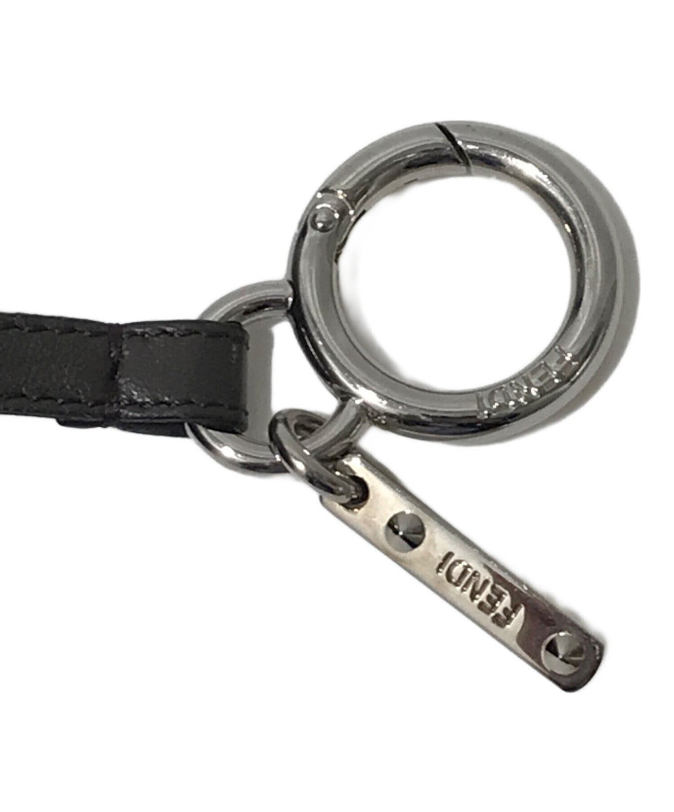 FENDI Bag Charm Key Holder Strap Gray Authentic