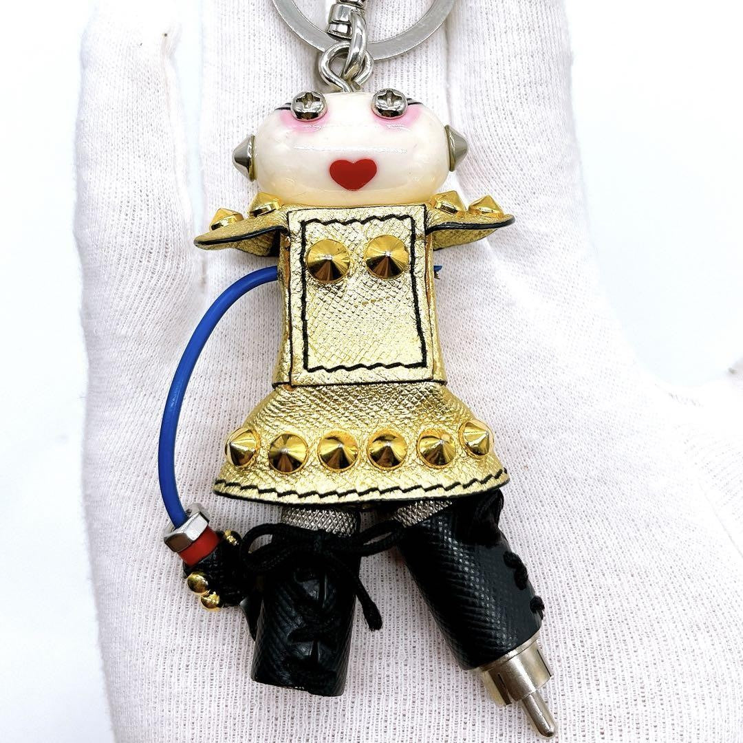 PRADA Key Ring Keychain Bag Charm Robot Nancy Gold Authentic