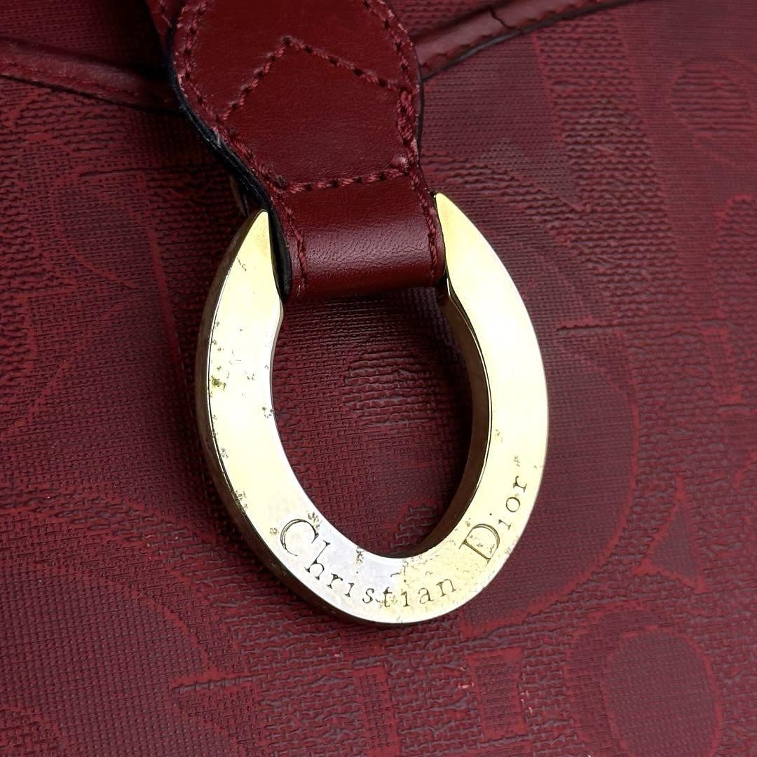 Christian Dior Hand Bag Tote Purse Trotter Leather Red Authentic
