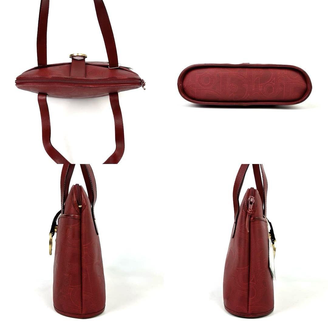 Christian Dior Hand Bag Tote Purse Trotter Leather Red Authentic