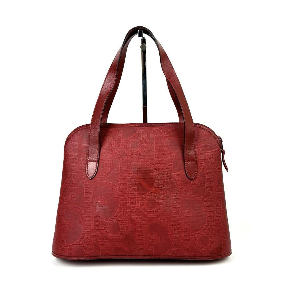 Christian Dior Hand Bag Tote Purse Trotter Leather Red Authentic