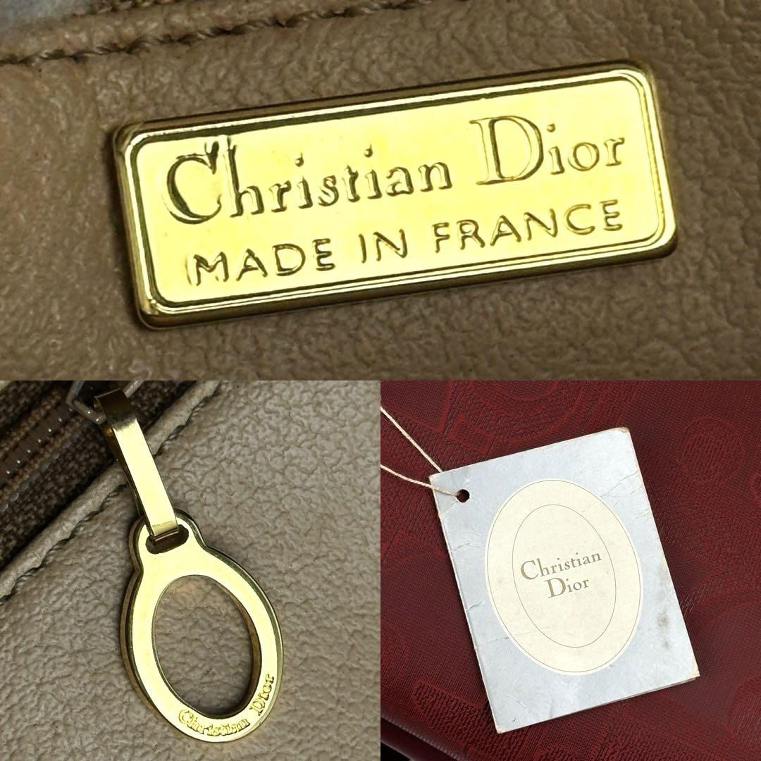 Christian Dior Hand Bag Tote Purse Trotter Leather Red Authentic