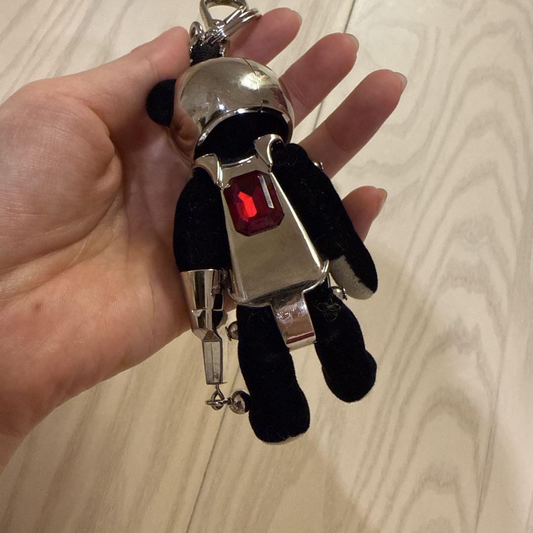 PRADA Key Ring Keychain Bag Charm Bear Black Silver Authentic