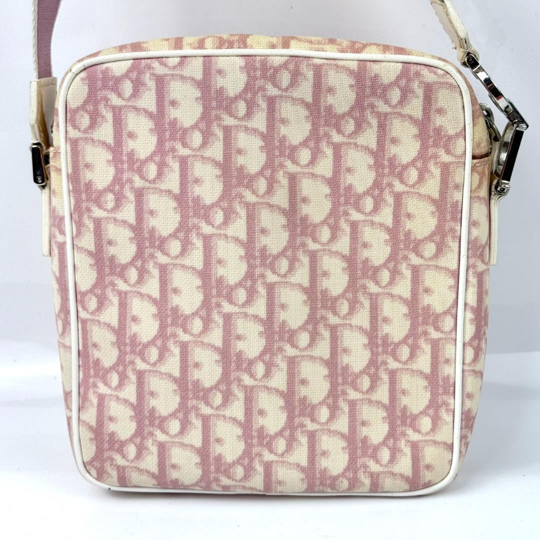 Christian Dior Shoulder Bag Purse Trotter No.2 PVC Leather Pink White Authentic