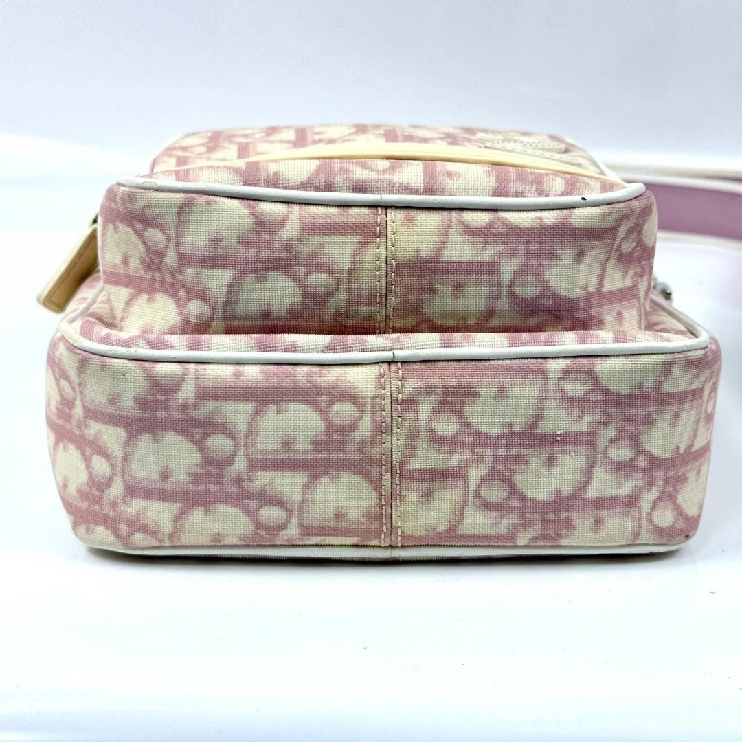 Christian Dior Shoulder Bag Purse Trotter No.2 PVC Leather Pink White Authentic
