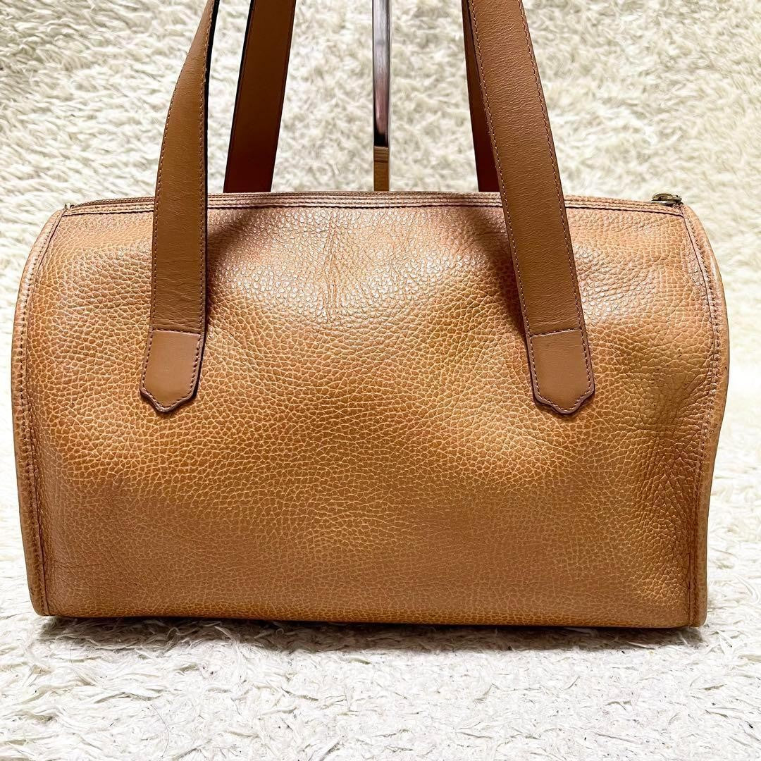 Christian Dior Hand Bag Tote Purse Mini Boston CD Leather Camel Authentic