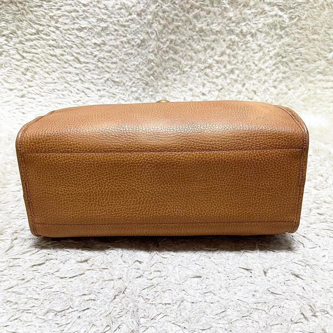 Christian Dior Hand Bag Tote Purse Mini Boston CD Leather Camel Authentic