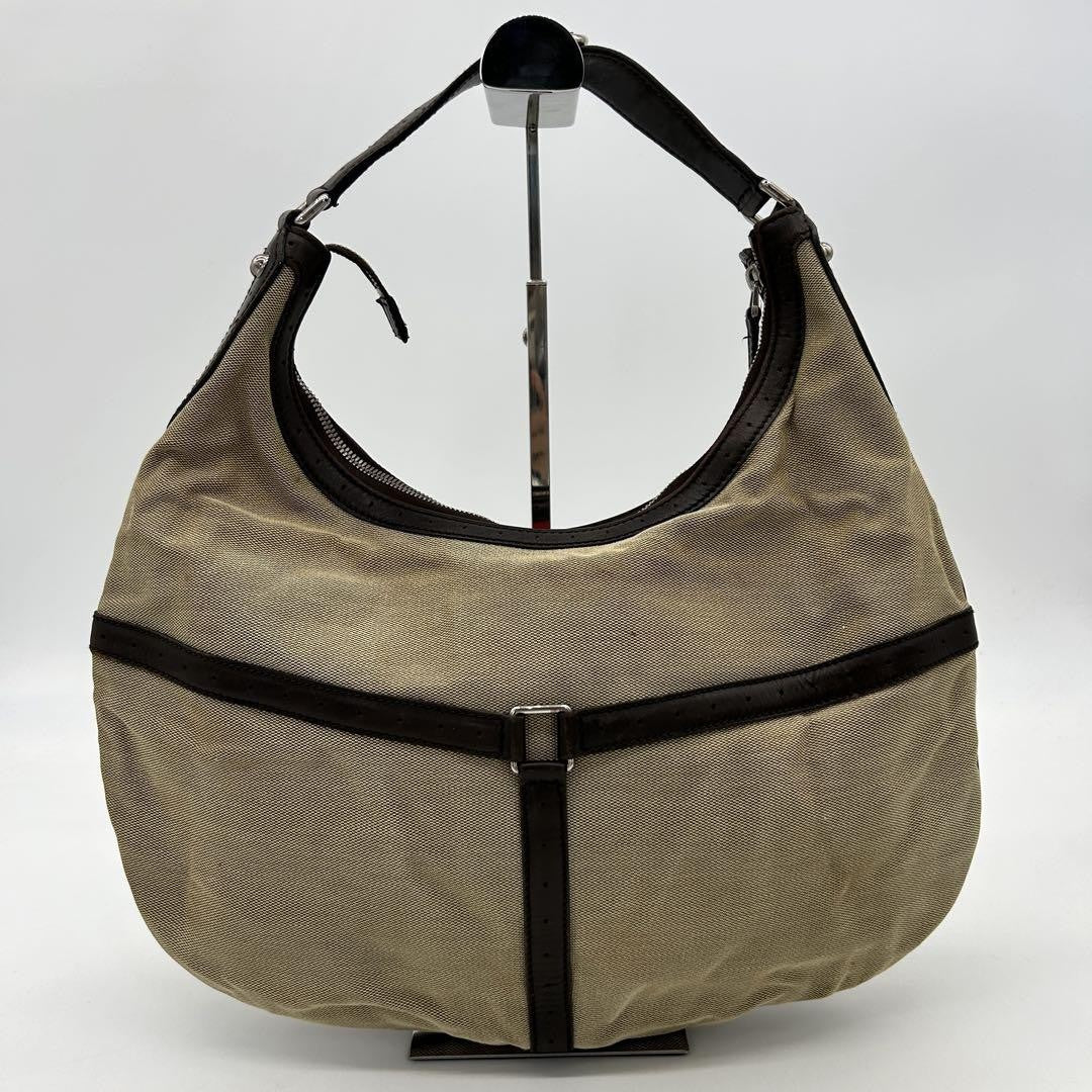 GUCCI Shoulder Bag Purse Interlocking Sherry Line GG Canvas Leather Brown Beige