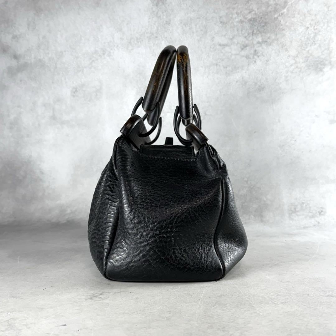 GUCCI Hand Bag Tote Purse Leather Black Authentic
