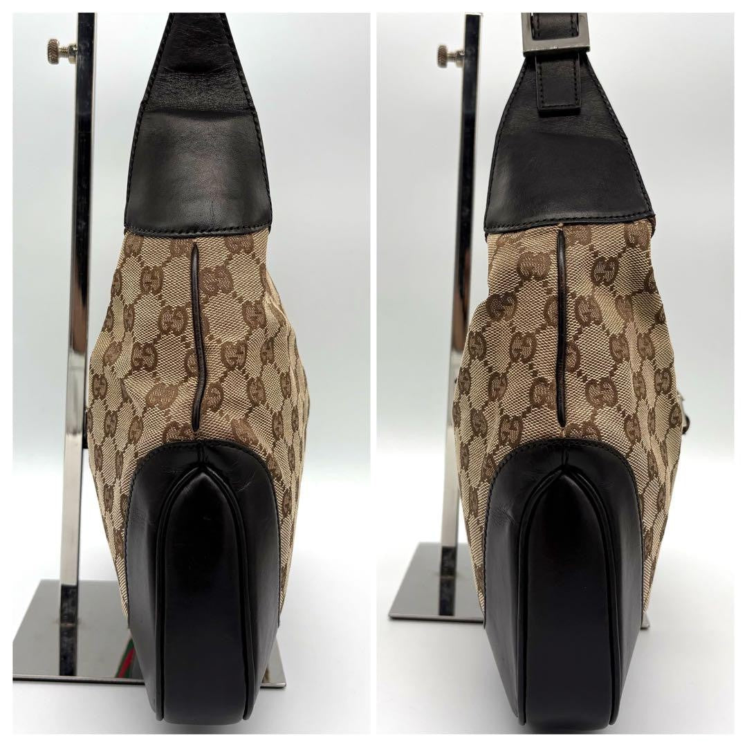 GUCCI Hand Bag Tote Purse Sherry Line GG Canvas Leather Beige Authentic