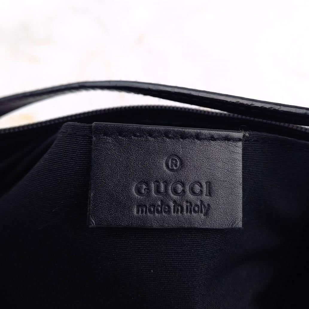 GUCCI Accessory Pouch Shoulder Bag Purse GG Canvas Leather Black Authentic