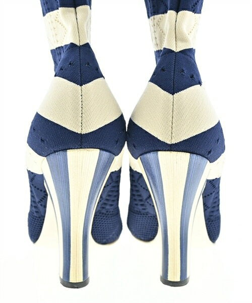 FENDI Short Boots Shoes EU 37 US 7 White Navy Authentic