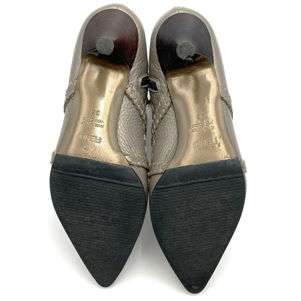 FENDI Short Boots Shoes EU 36 US 6 Leather Gray Authentic