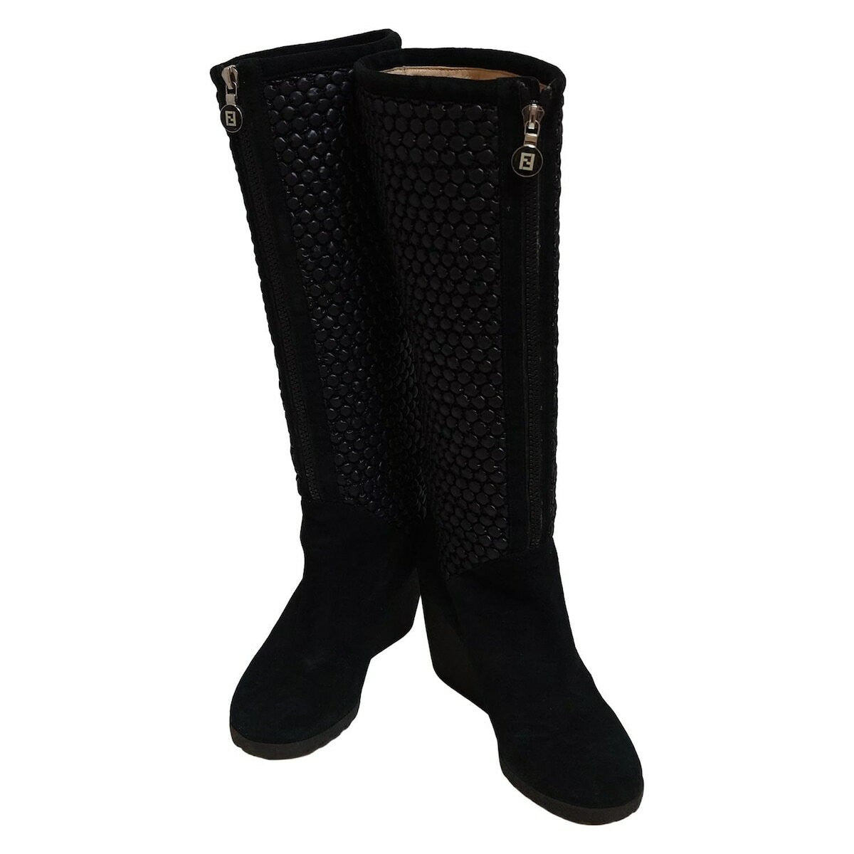 FENDI Long Boots Shoes EU 37.5 US 7.5 Black Authentic