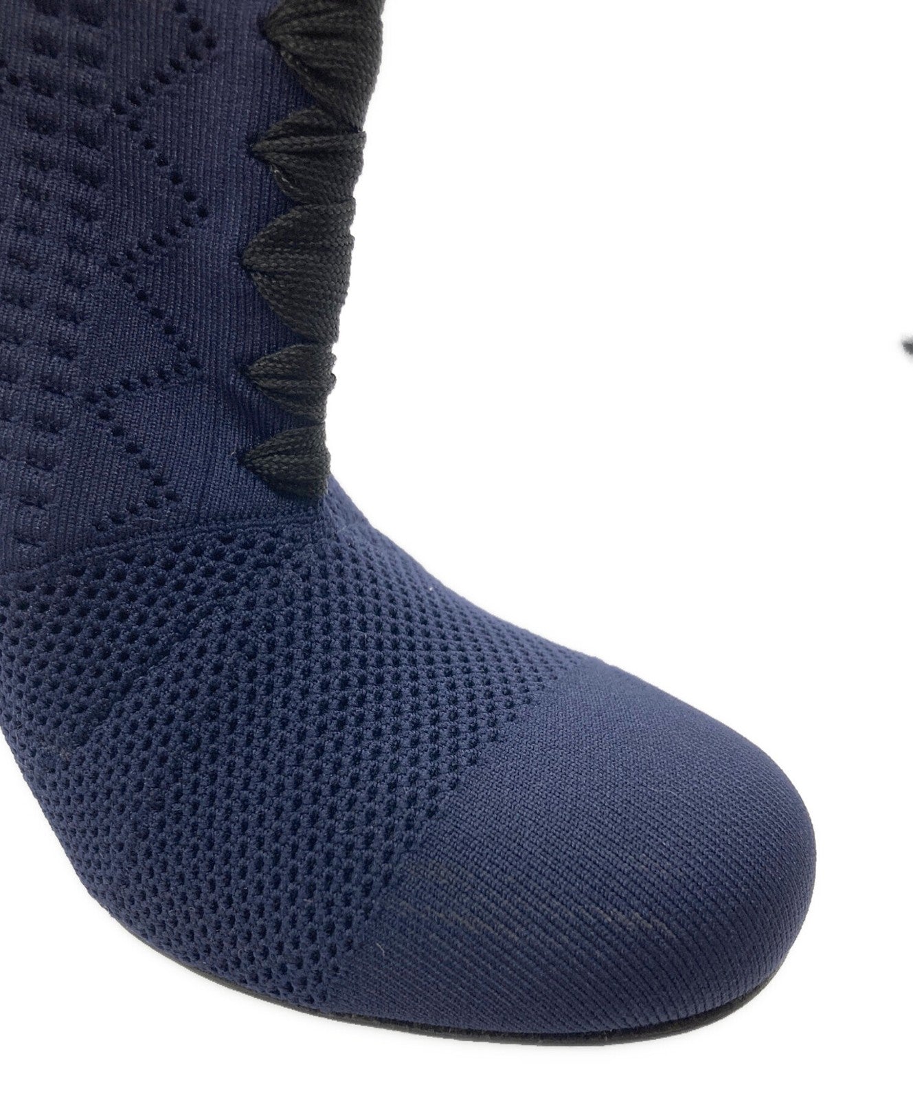 FENDI Boots Shoes FF Zucca EU 37 US 7 Navy Authentic