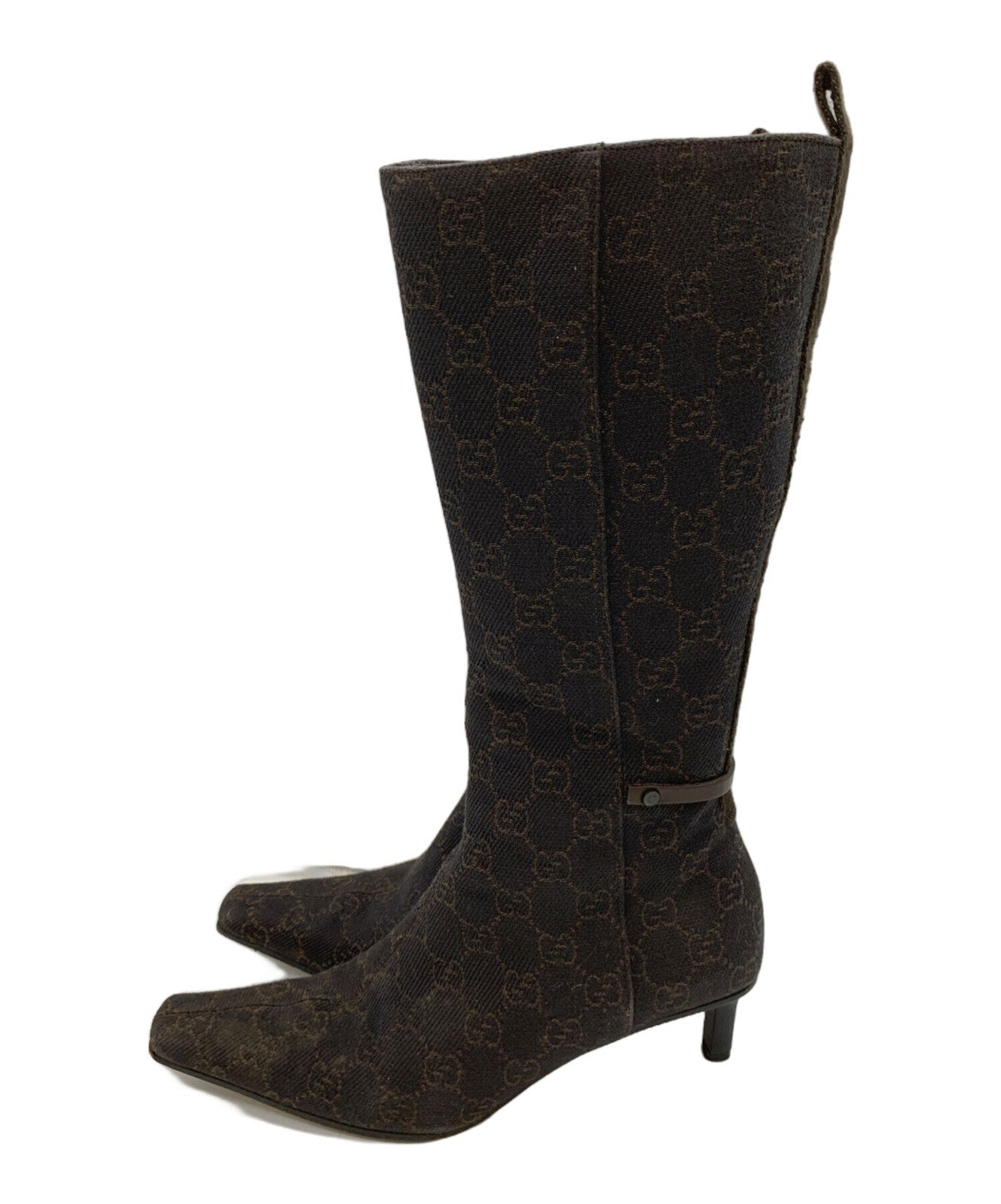 GUCCI Long Boots Shoes GG EU 35.0 US 5.0 Black Authentic