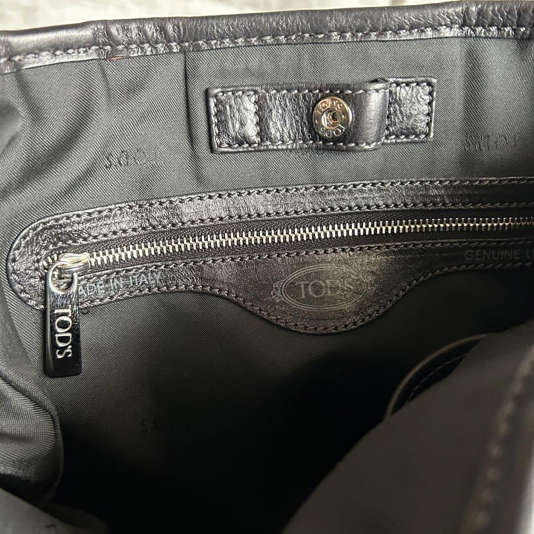 TOD'S Shoulder Bag Purse 2way Leather Black Authentic