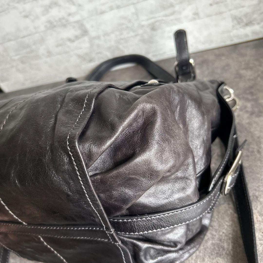 TOD'S Shoulder Bag Purse 2way Leather Black Authentic