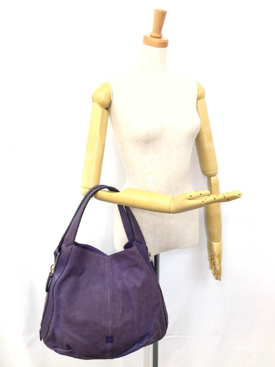 GIVENCHY Hand Bag Tote Purse 4G Leather Purple Authentic