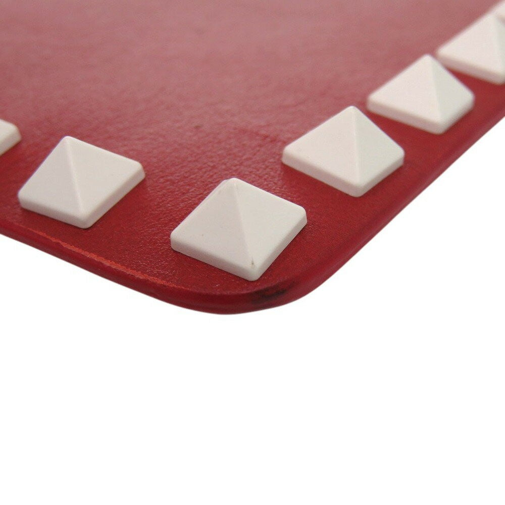 Valentino Garavani Clutch Bag Second Bag Rockstuds Leather Red Authentic