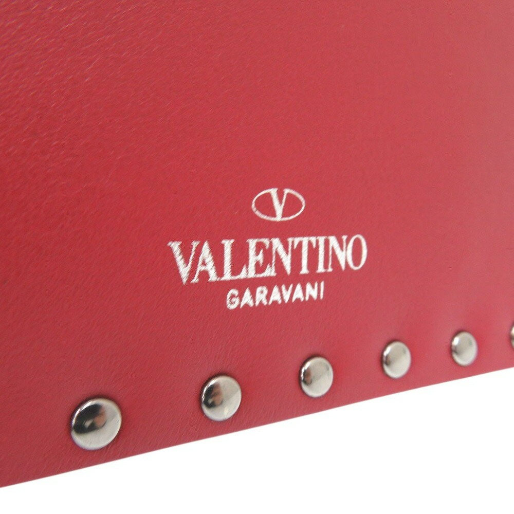 Valentino Garavani Clutch Bag Second Bag Rockstuds Leather Red Authentic