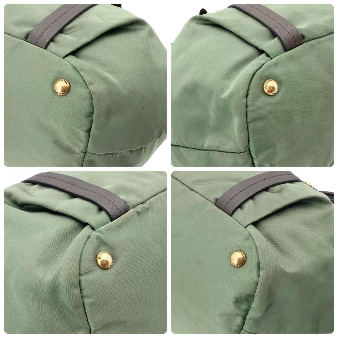 PRADA Shoulder Bag Purse 2way Nylon Jacquard Khaki Authentic