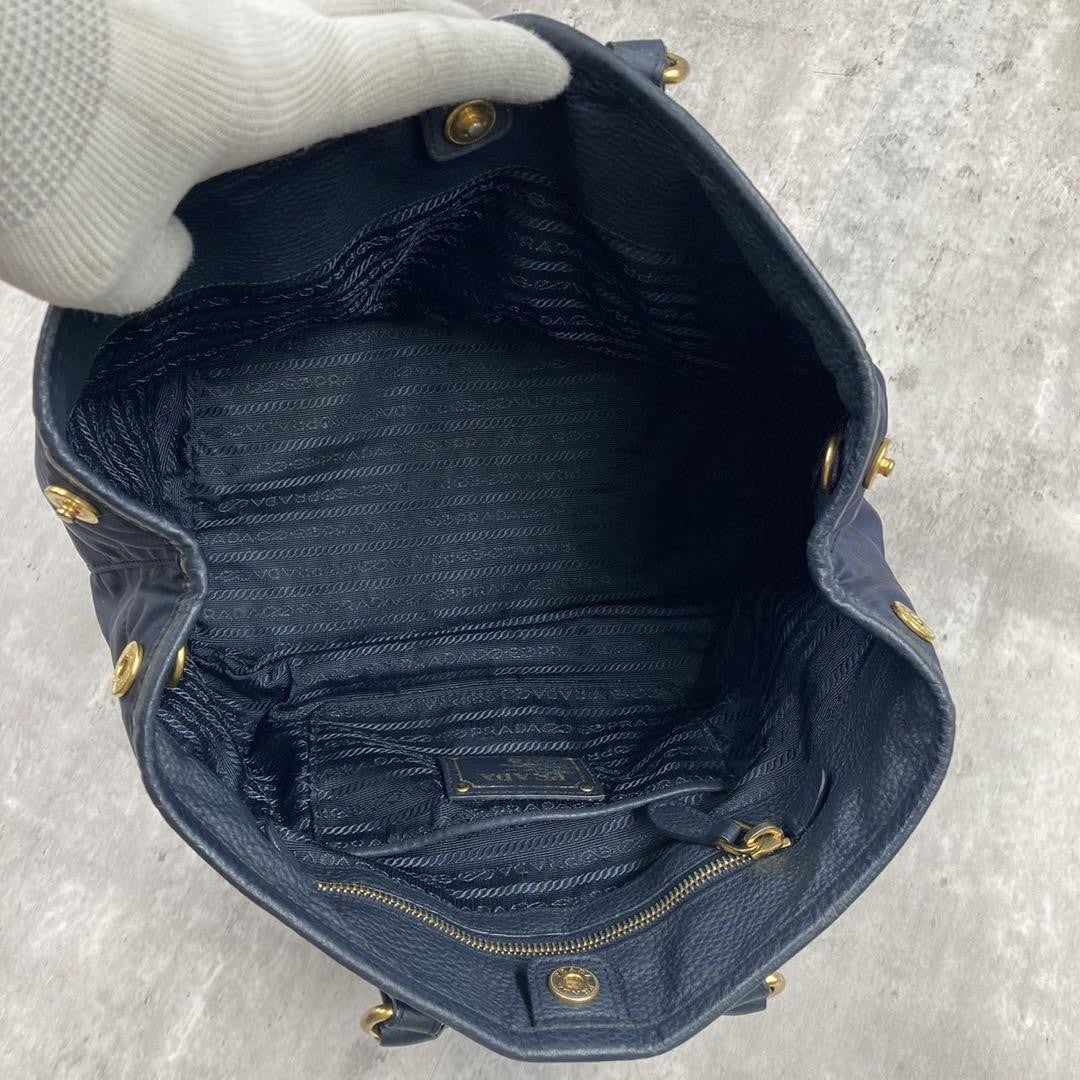 PRADA Hand Bag Tote Purse Logo Nylon Authentic
