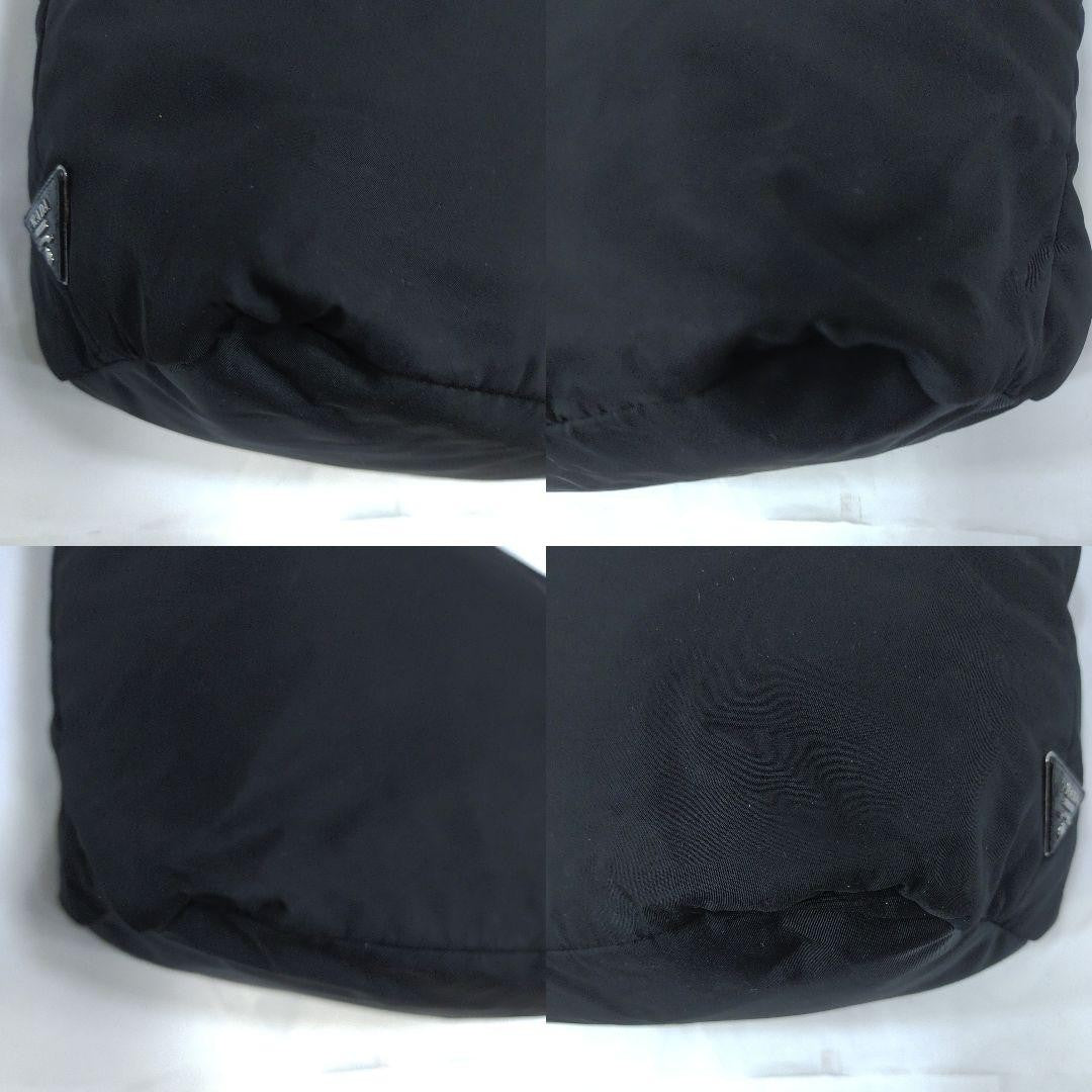 PRADA Hand Bag Tote Purse 2way Logo Nylon Leather Black Green Authentic