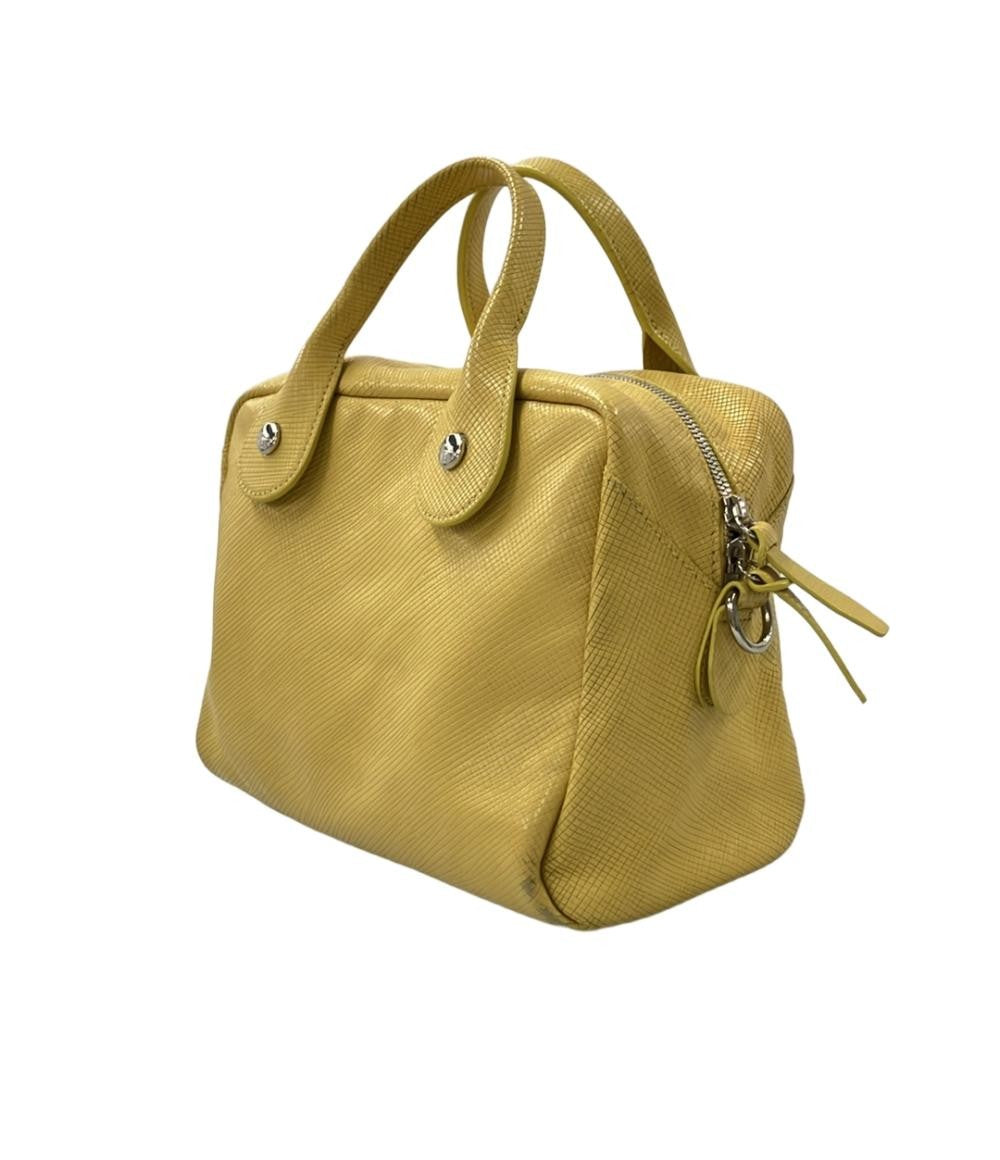 Longchamp Shoulder Bag Purse QUADRI convertible Yellow Women's Used Authentic