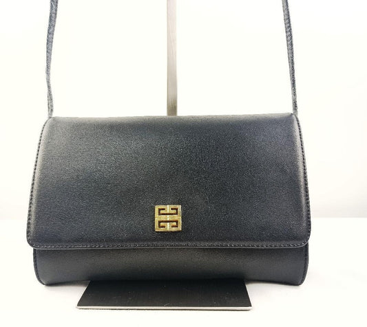 GIVENCHY Shoulder Bag Purse Leather Navy Authentic