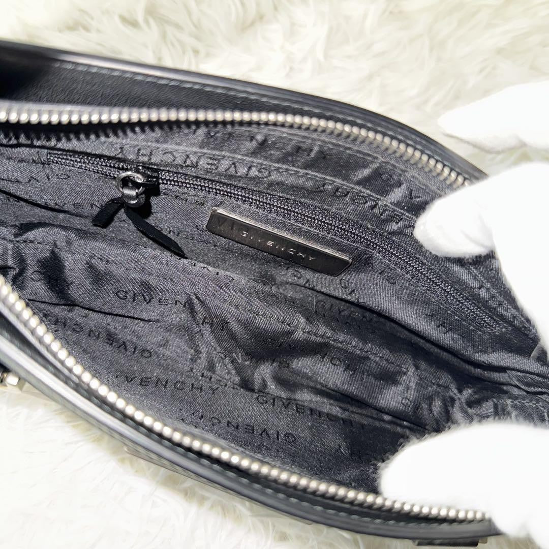 GIVENCHY Hand Bag Tote Purse Nylon Leather Black Authentic