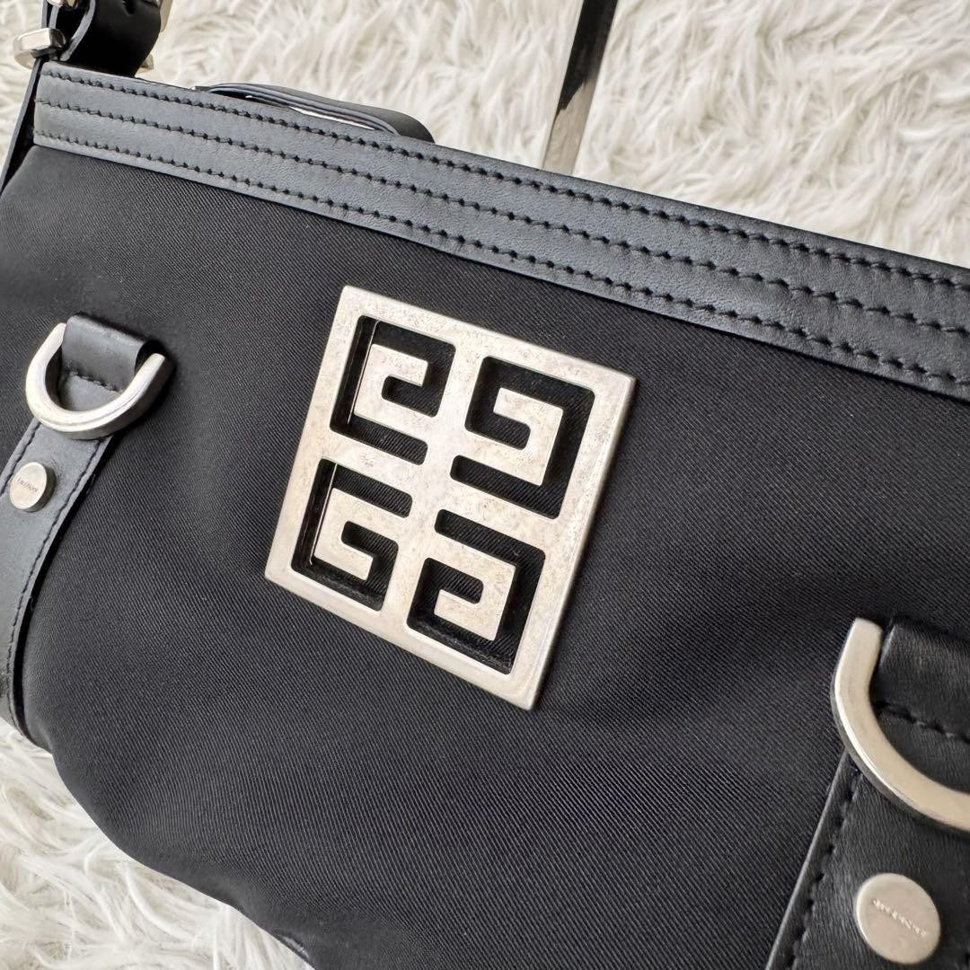 GIVENCHY Hand Bag Tote Purse Nylon Leather Black Authentic