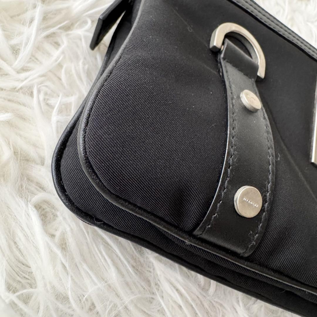 GIVENCHY Hand Bag Tote Purse Nylon Leather Black Authentic