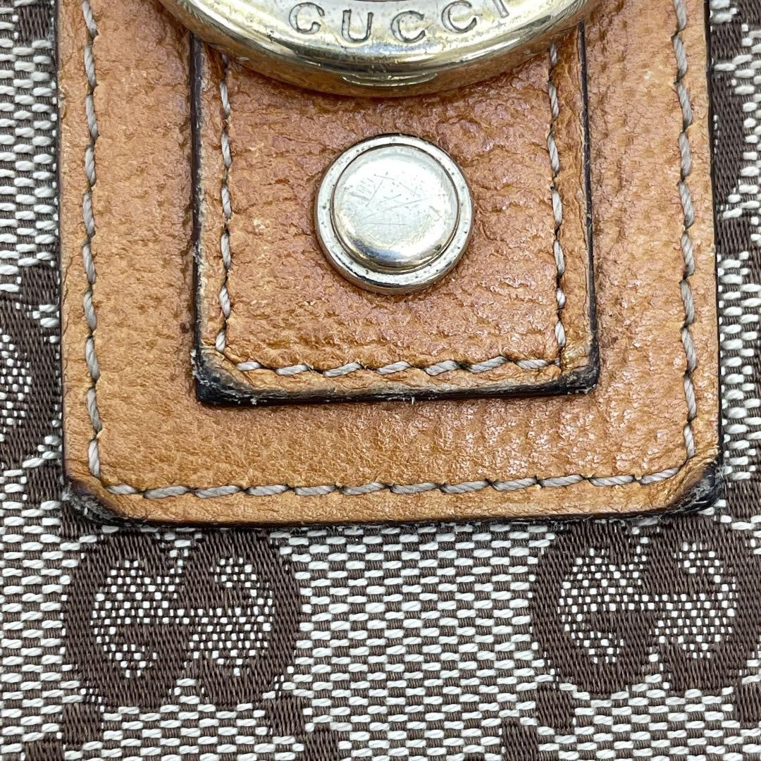 GUCCI Shoulder bag Purse Sacoche Abby GG canvas Leather Beige Brown Authentic