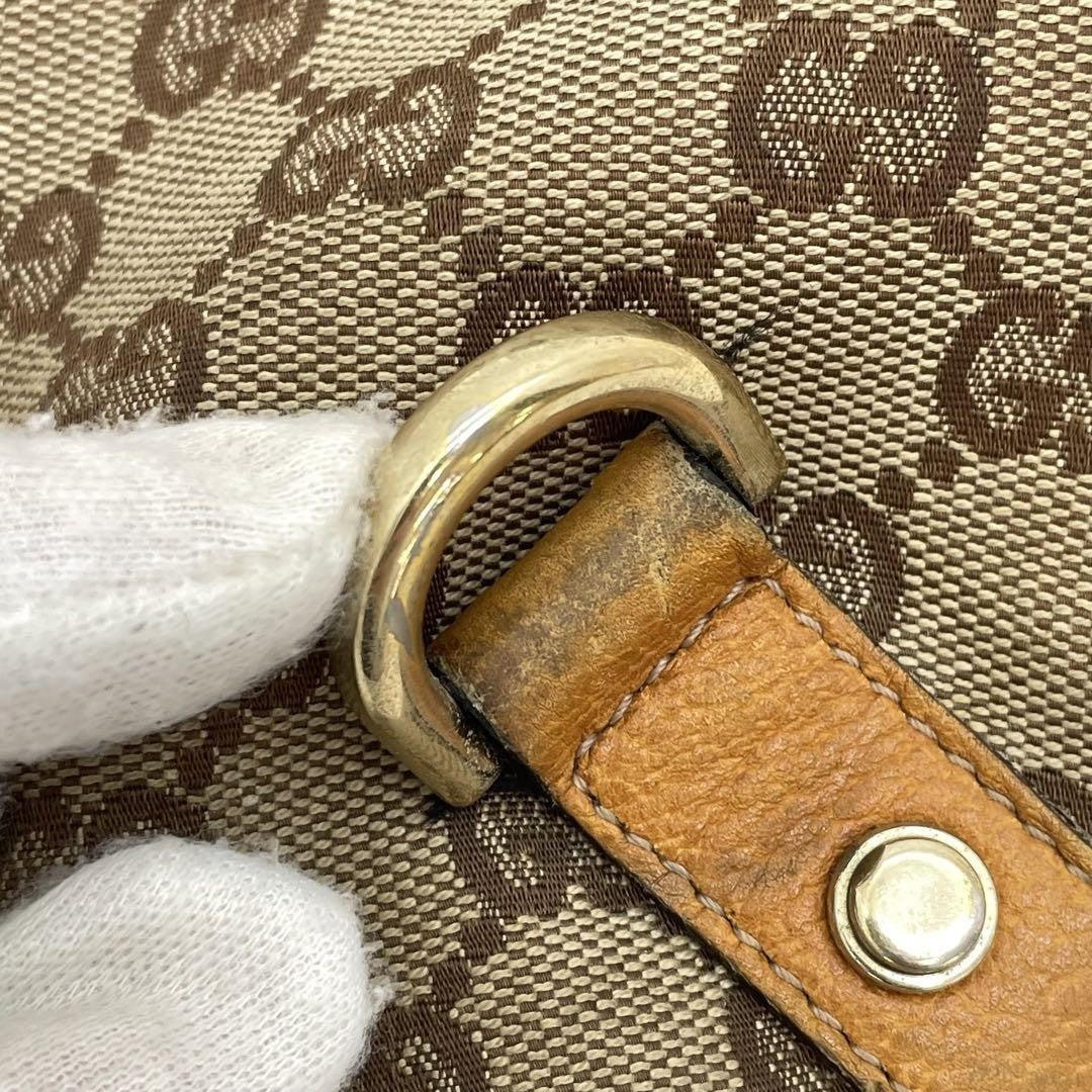 GUCCI Shoulder bag Purse Sacoche Abby GG canvas Leather Beige Brown Authentic