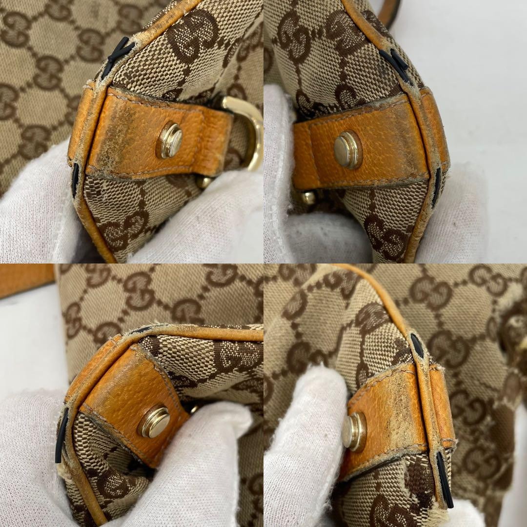 GUCCI Shoulder bag Purse Sacoche Abby GG canvas Leather Beige Brown Authentic