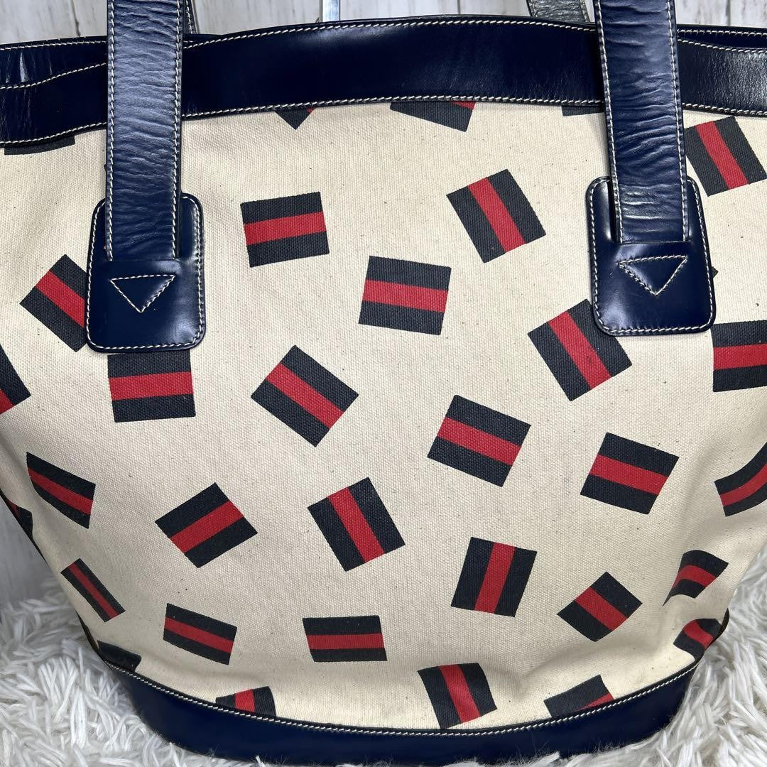 GUCCI Tote bag Purse handbag GG logo Sherry line Old Gucci Canvas Leather Auth