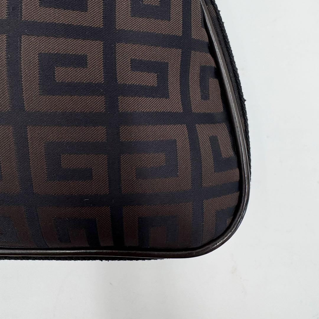 GIVENCHY Shoulder Bag Purse 4G Nylon Leather Brown Authentic