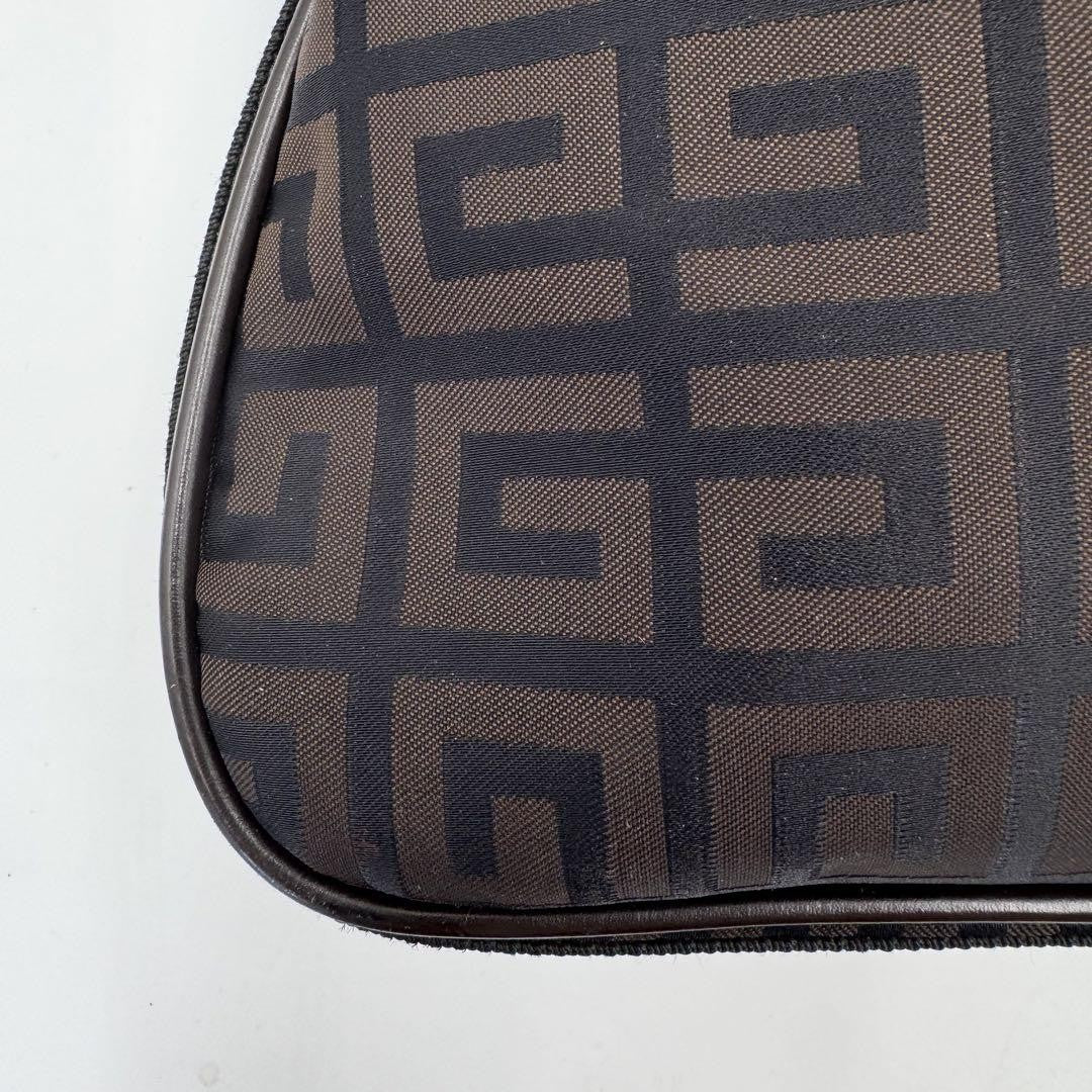 GIVENCHY Shoulder Bag Purse 4G Nylon Leather Brown Authentic