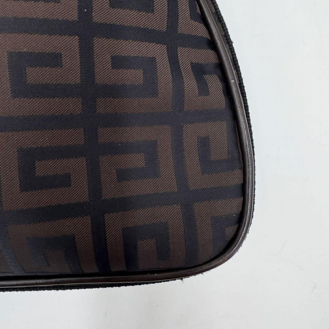 GIVENCHY Shoulder Bag Purse 4G Nylon Leather Brown Authentic