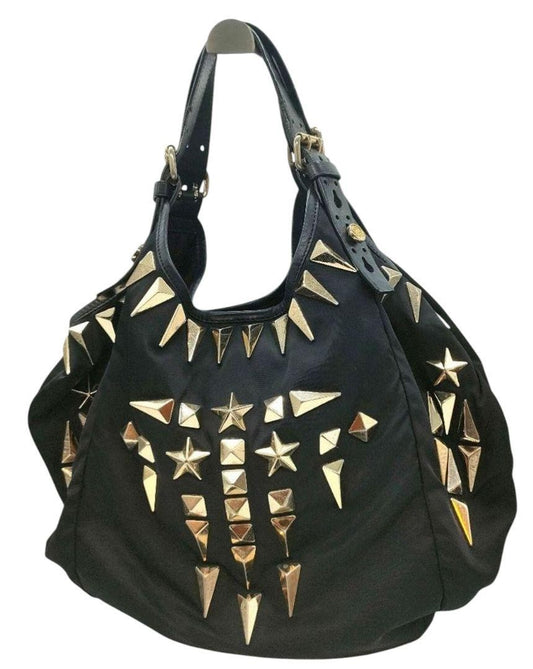 GIVENCHY Shoulder Bag Purse Nightingale Studs Nylon Black Authentic