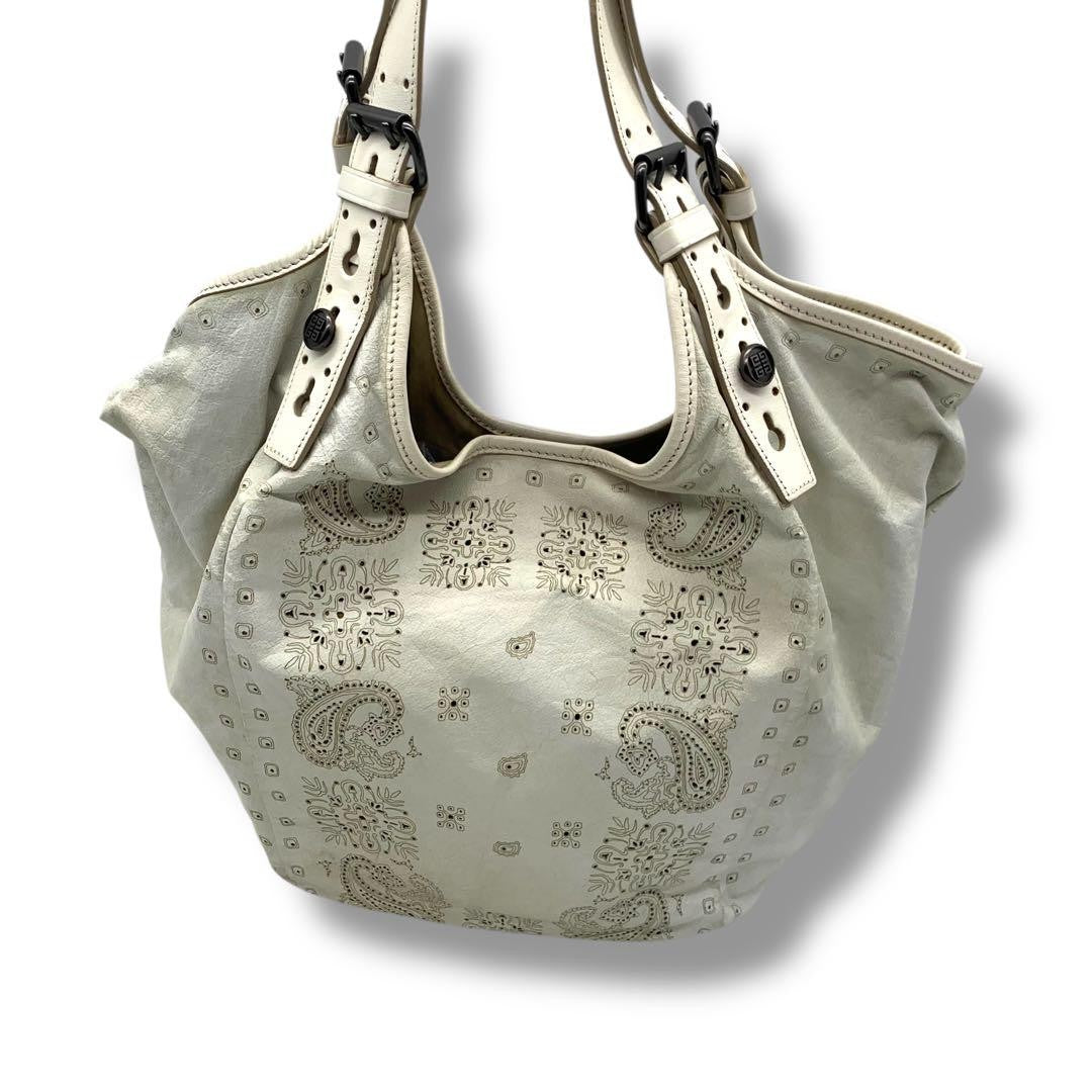 GIVENCHY Hand Shoulder Bag Tote Purse Leather White Authentic