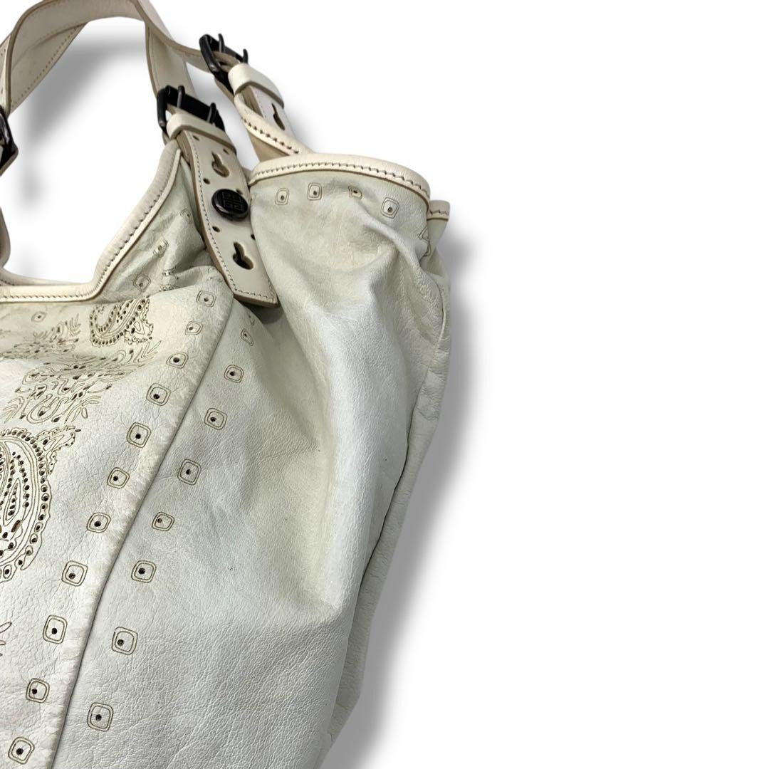 GIVENCHY Hand Shoulder Bag Tote Purse Leather White Authentic